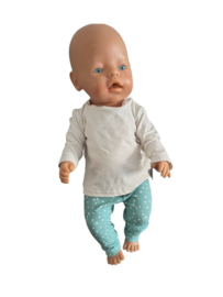 Poppensetje ecru shirt met mint legging voor babyborn