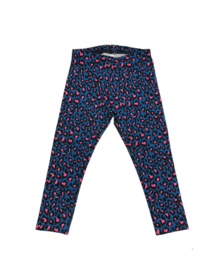 Legging panter blauw met roze maat 80