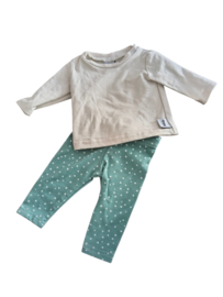 Poppensetje ecru shirt met mint legging voor babyborn