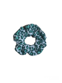 Scrunchie panter blauw Maat M