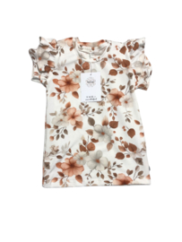 Shirt flowers white met ruffle
