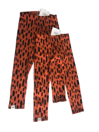 legging cognac met zwarte verfstrepen  maat 86