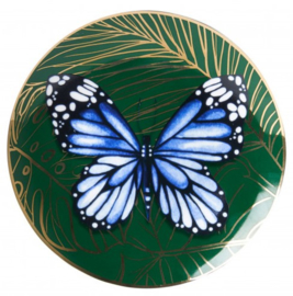 Wandbordje Blauwe Vlinder - Ø 16 cm