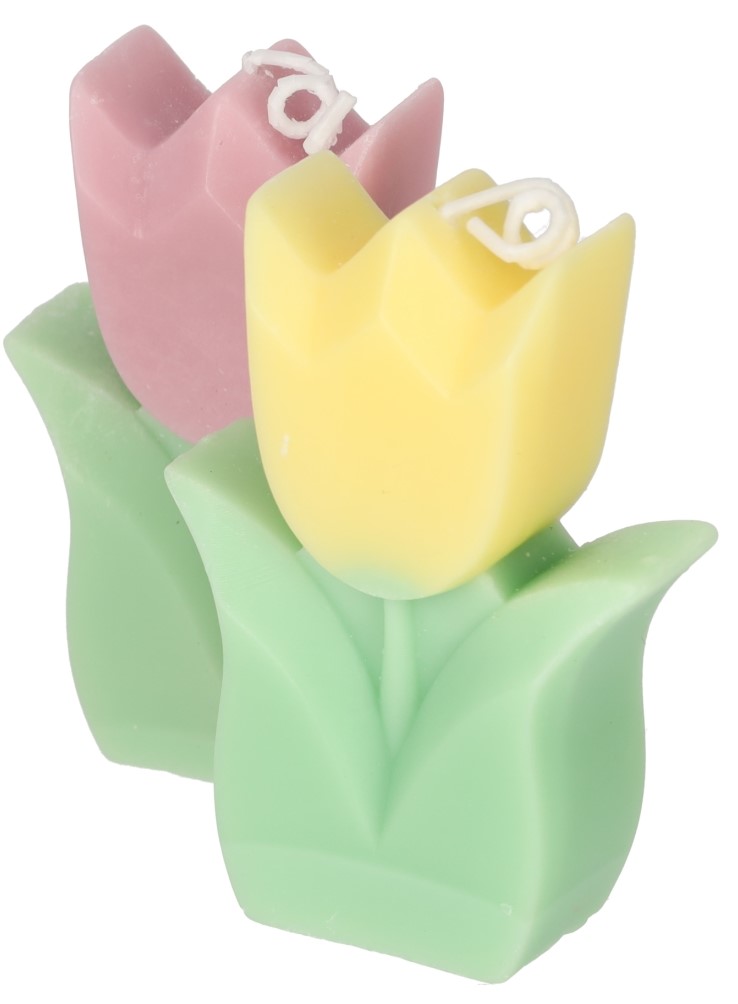 Tulpen - Kaarsen - 9 cm - Set van 2