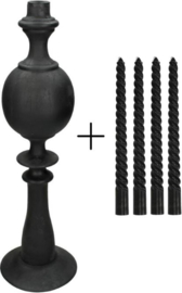 Zwarte kandelaar - 44 cm - incl. kaarsen