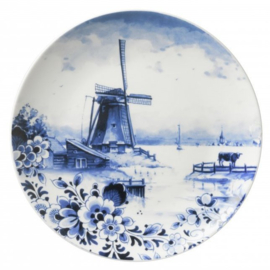 Wandbord Bloemen met Molen - Ø 20cm