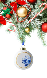 Kerstbal Blauw Bloesem