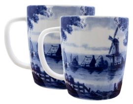 Grote Mokken - set van 2 - Royal Delft - 400 ml - Hollands landschap