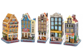 Grachtenpanden Amsterdam - Set van 5 - 13 cm hoog