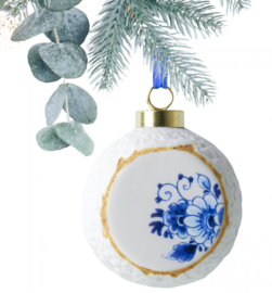 Kerstbal Blauw Bloesem - 7 cm