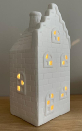 Waxinelichthouder huisje - LED lamp - 16 cm