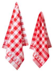 Theedoek en keukendoek set - Molens - rood