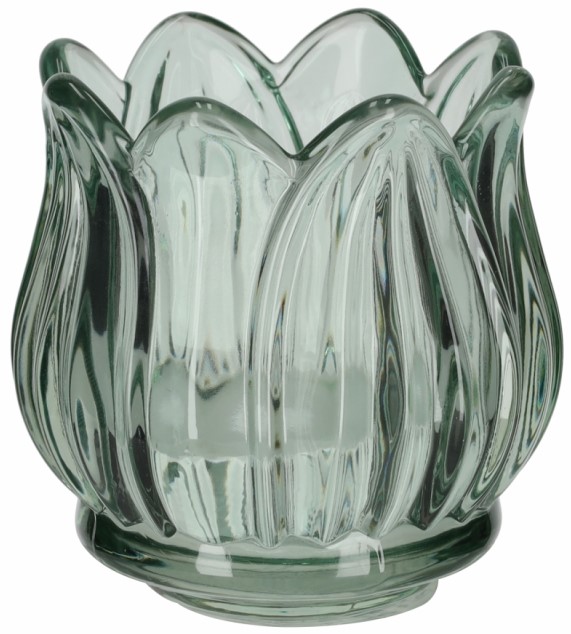 Tulp - Waxinelichthouder - 7 cm - groen