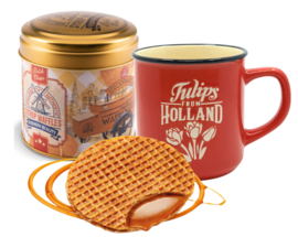 Stroopwafels in blik & Hollandse mok