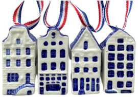 Grachtenhuisjes met lint - set van 4 - Delfts Blauw