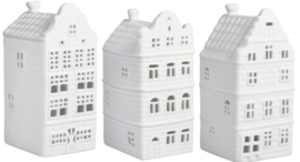 Waxinelichthouders Grachtenhuisje A - &klevering - Set van 3 - 13 cm