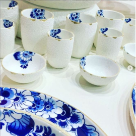 Koffiekop Delfts blauw Bloesem - 9 cm - Set van 4
