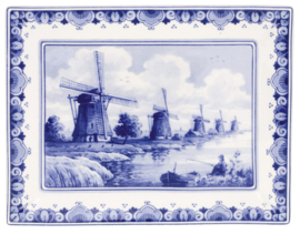 Delfts blauw bord - Kinderdijk - 22 x 17 cm - Royal Delft