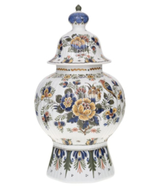 Pot met deksel - polychrome - Royal Delft - 37,5 cm - Handgeschilderd