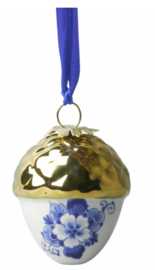 Kerstbal Delfts Blauw - Goud - Eikeltje