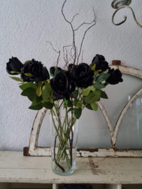 Zwarte rozen kunst 50 cm lang