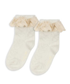 Konges Slojd wool pointelle socks beige