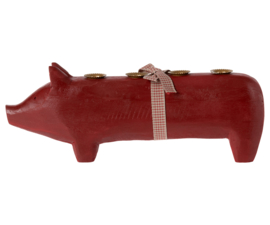 Maileg Wooden pig, Large - Red