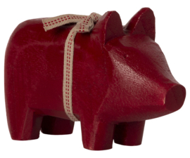 Maileg Wooden pig, small - red