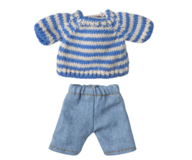 Maileg Knitted sweater and pants, Big brother mouse