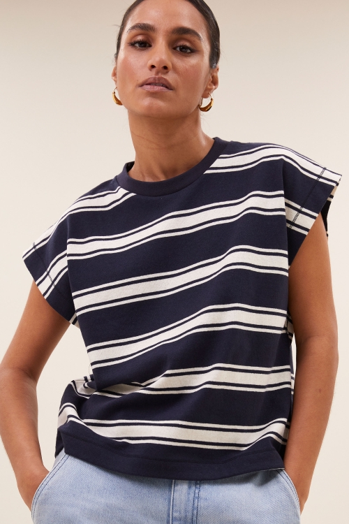 By Bar mason stripe top grain Navy Stripe