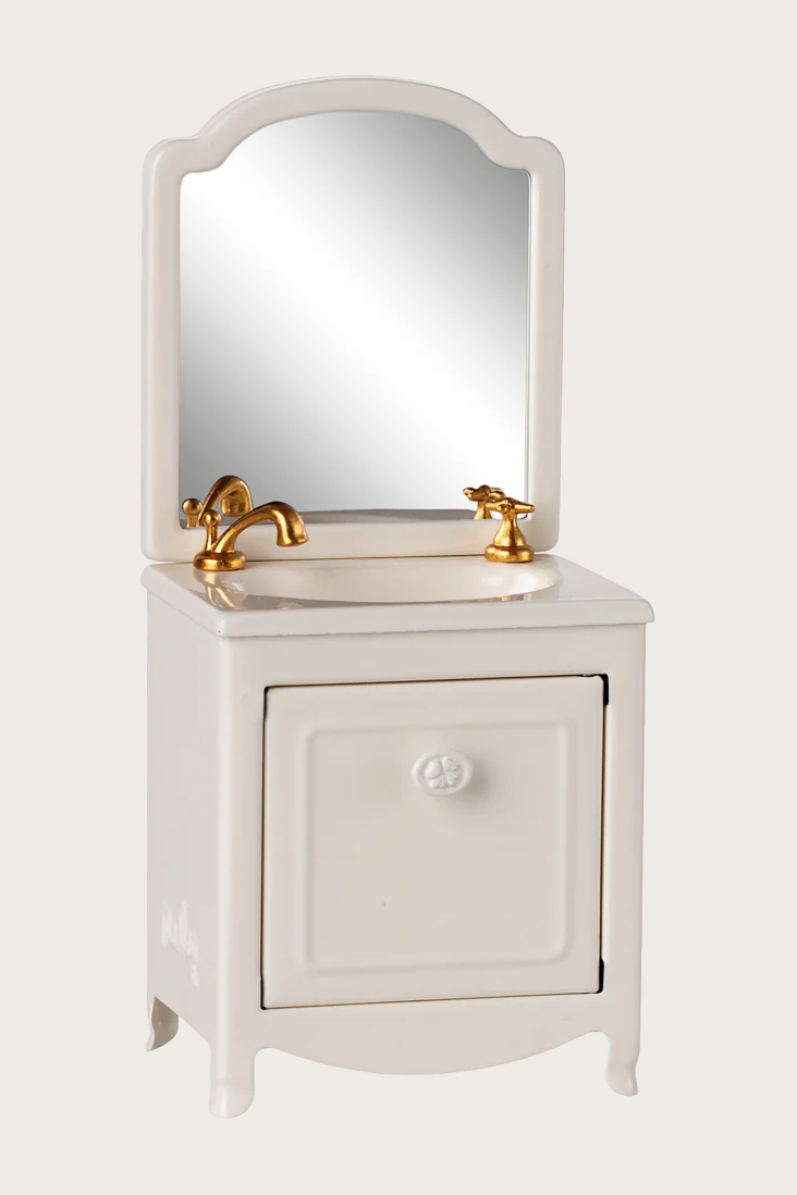 Maileg Sink dresser w. mirror Mouse Off White