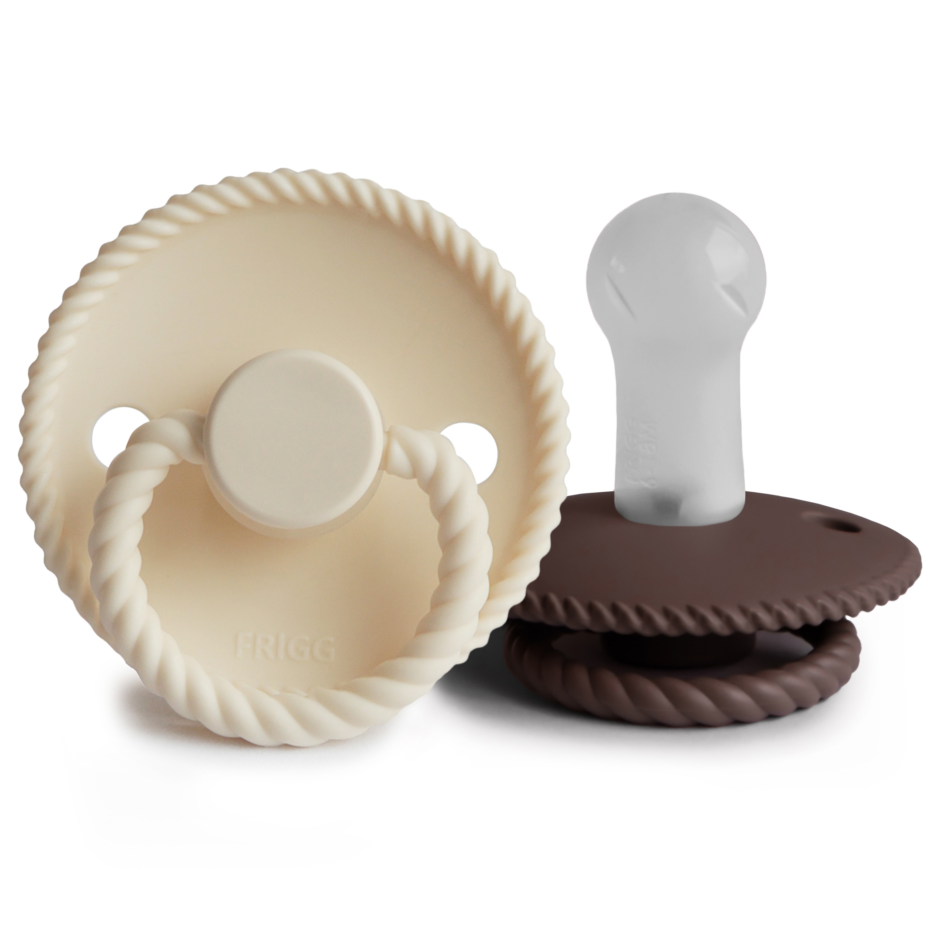 FRIGG - T2 Rope Siliconen 2 pack Cream / Cocoa fopspeen