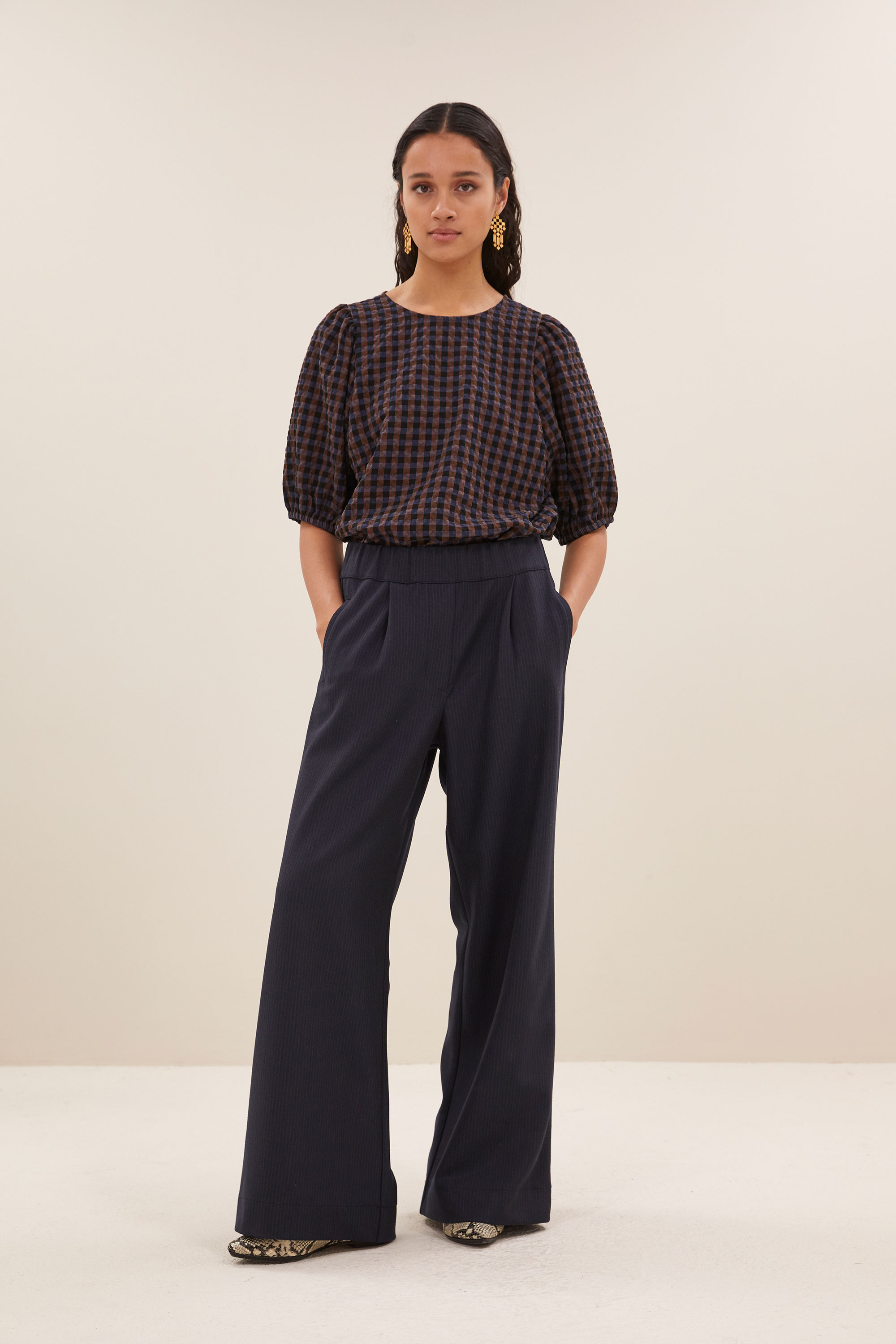 By Bar jet check blouse little check