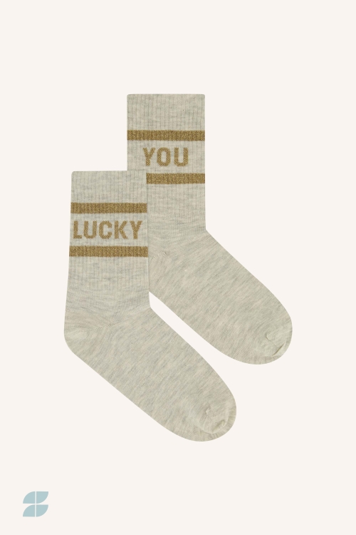 By Bar lucky sparkle grey socks | gold