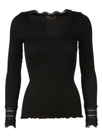 Rosemunde Benita silk t-shirt with lace black