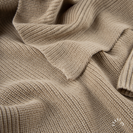 Popolini knitted blanket organic knitted wool beige melange