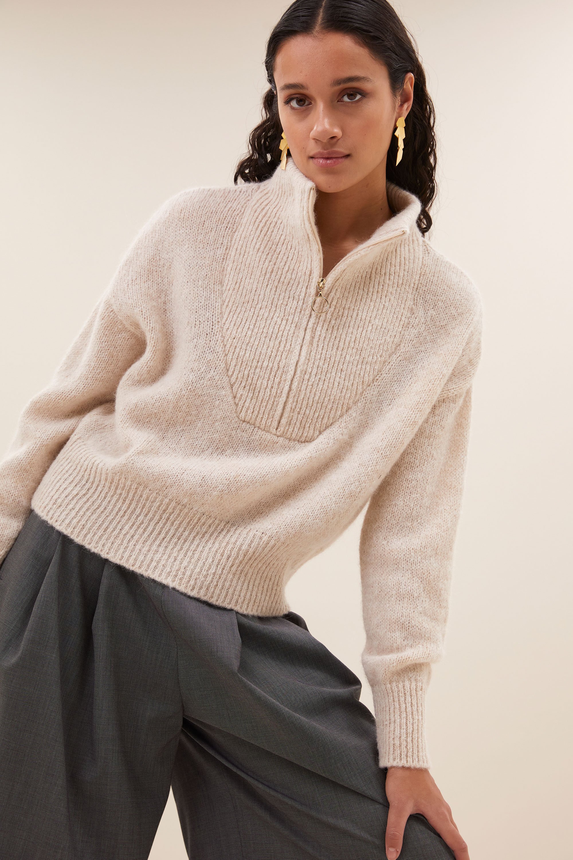 By Bar boxy beau pullover chalk