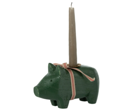 Maileg pig candle holder small - dark green