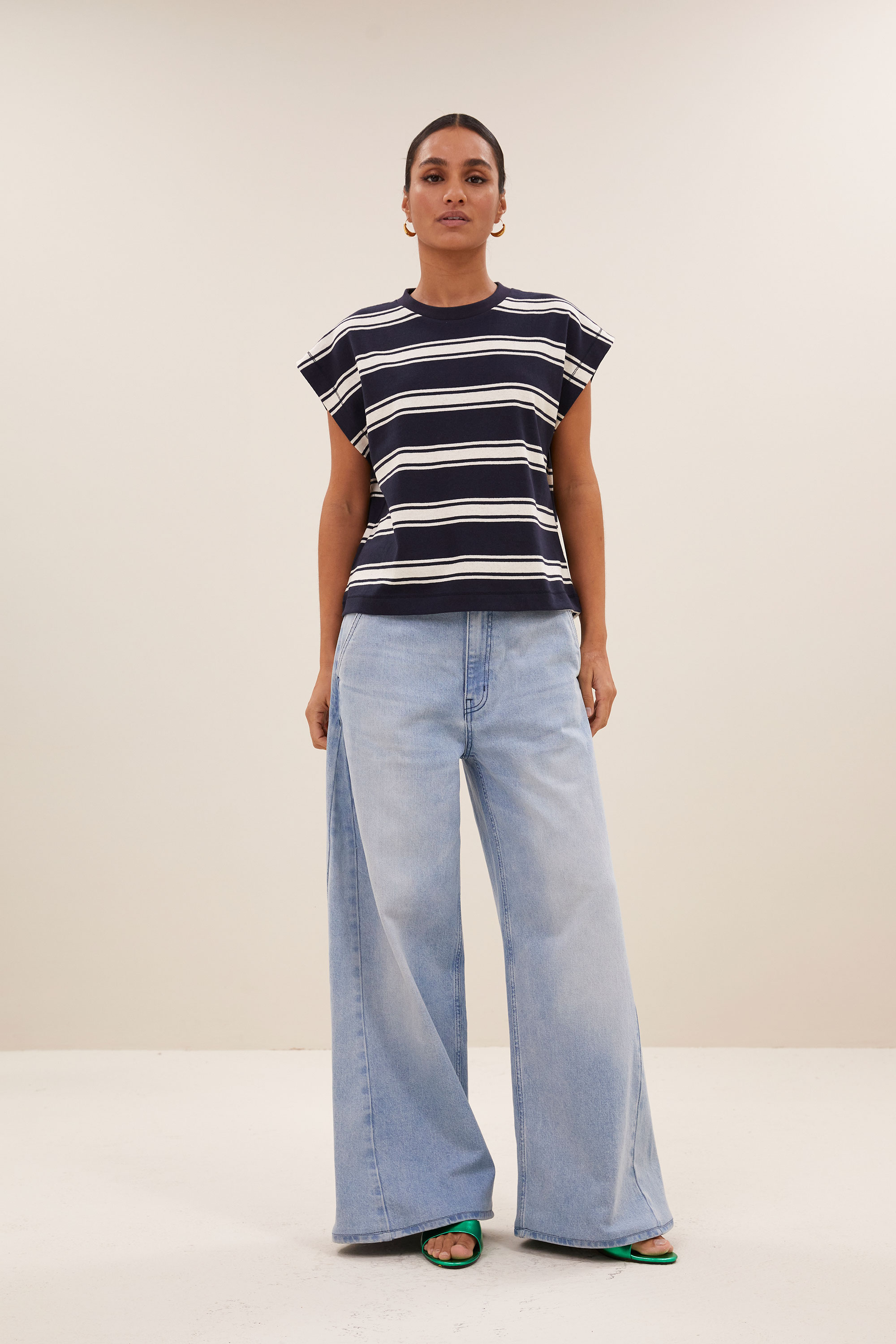 By Bar mason stripe top grain Navy Stripe