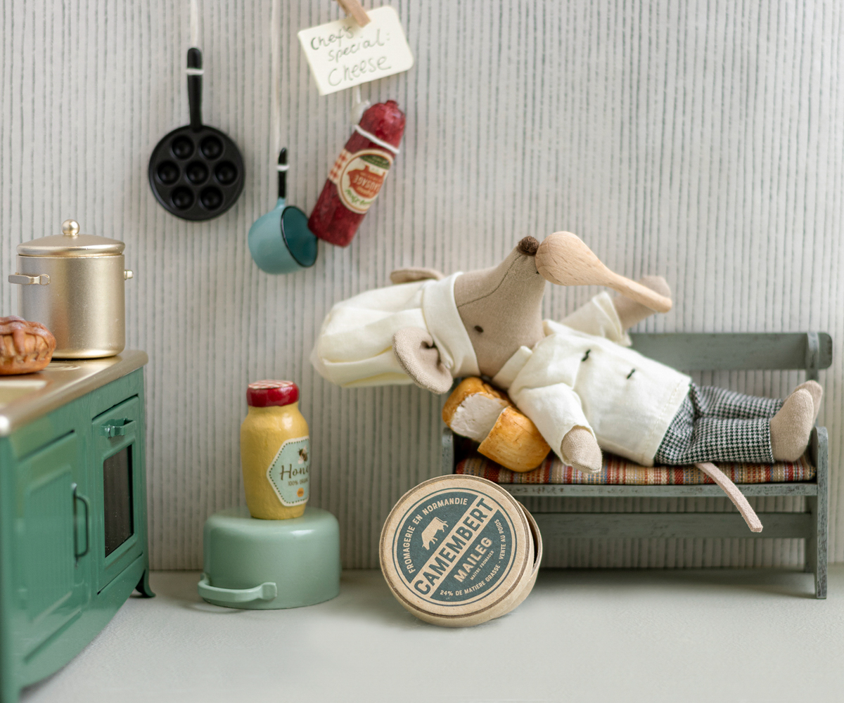 Maileg Chef mouse with soup pot and spoon big brother