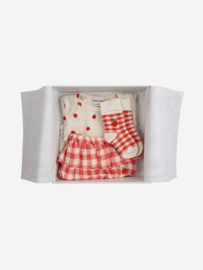 Bobo Choses baby tomato body and vichy accesorios set off white