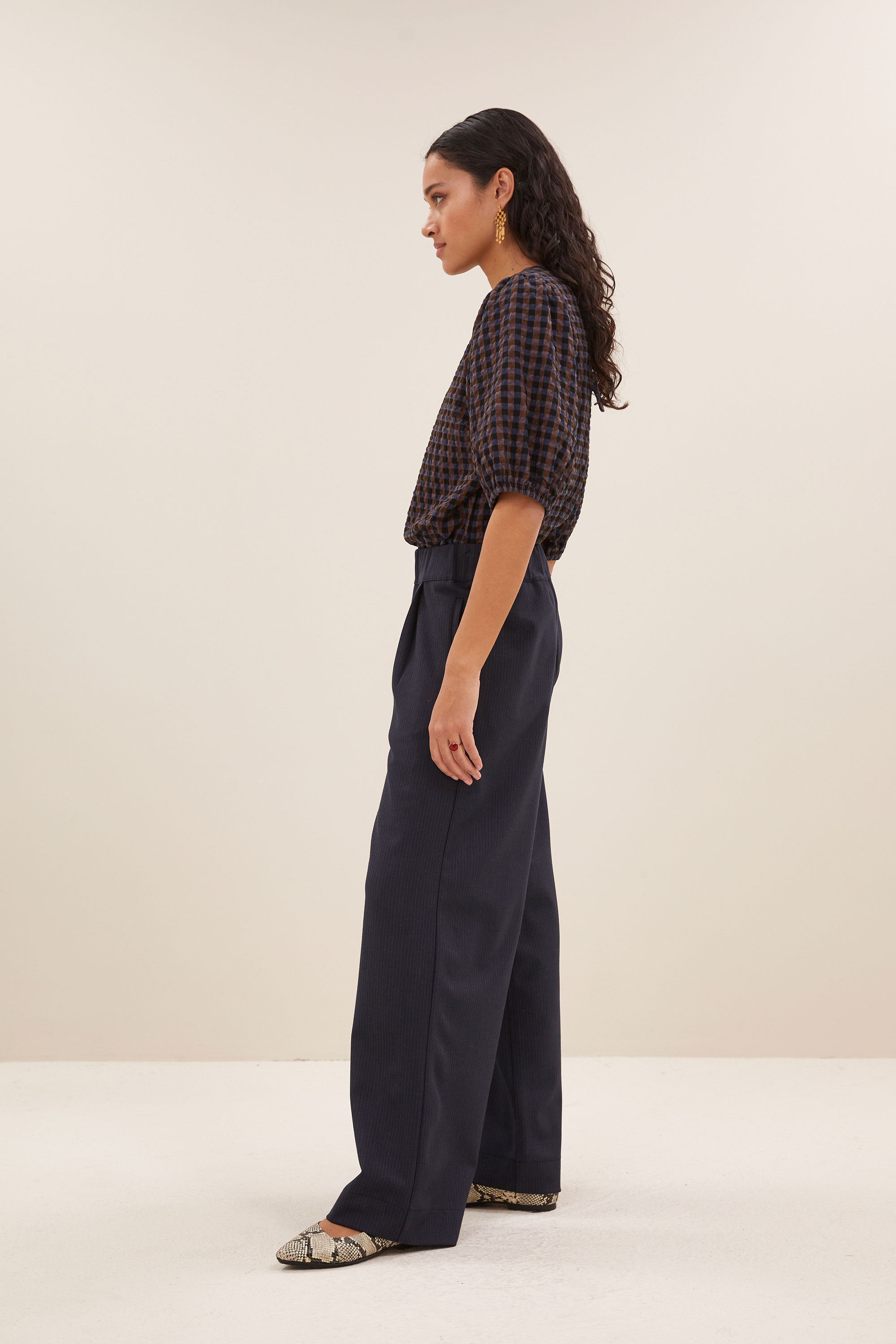 By Bar jet check blouse little check