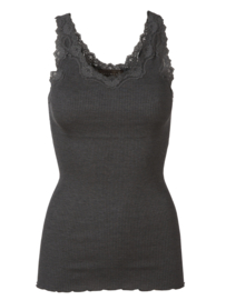 Rosemunde Babette silk top with lace dark grey melange