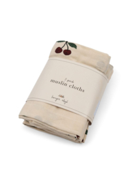 Konges Slojd 3-pack muslin cloth gots Ma grande cerise