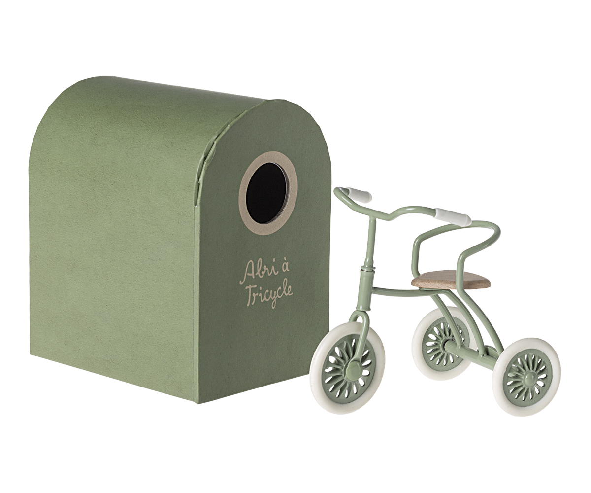 Maileg Abri a tricycle mouse green
