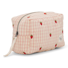 Flöss Dolly small toiletry bag Pink Berry gingham