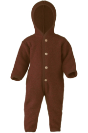 Engel hooded overall with wooden buttons cinnamon melange