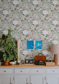 Robin Pieterse floral wallpaper summer's bloom light green