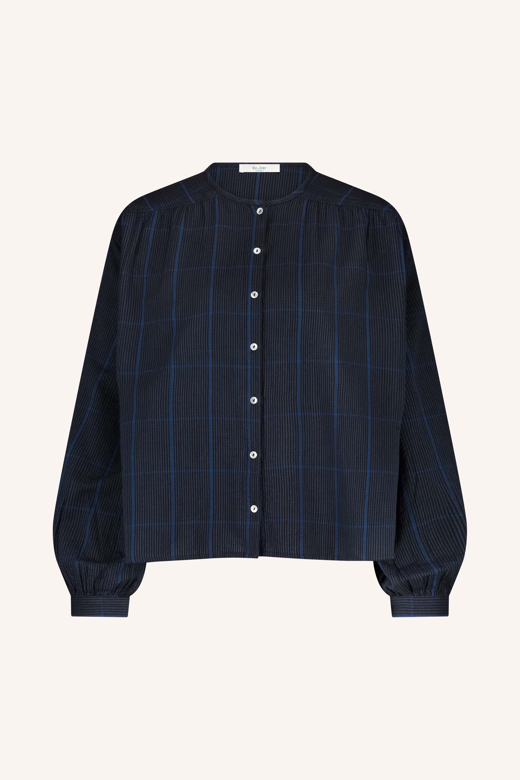 By Bar saar check blouse blue checks
