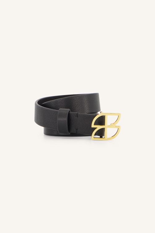 By Bar buckle logo belt  black